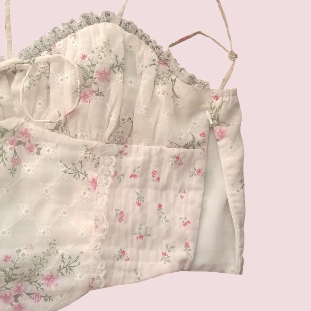 Nordstrom All in Favor Floral Bustier Cami in Ivory Pink Floral M - Picture 6 of 7